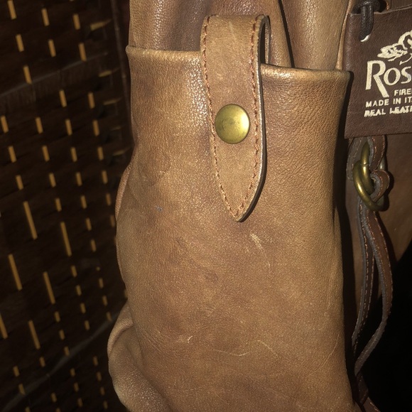 Rossi Firenze satchel brown distressed leather bag made in Florence Italy - Picture 8 of 14